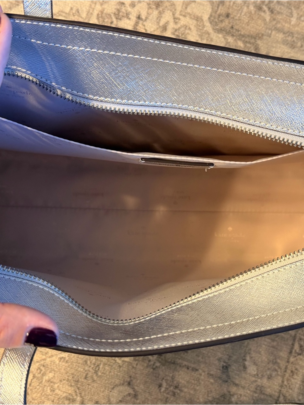 kate spade Metallic Silver Saffiano Tote - Picture 3 of 4